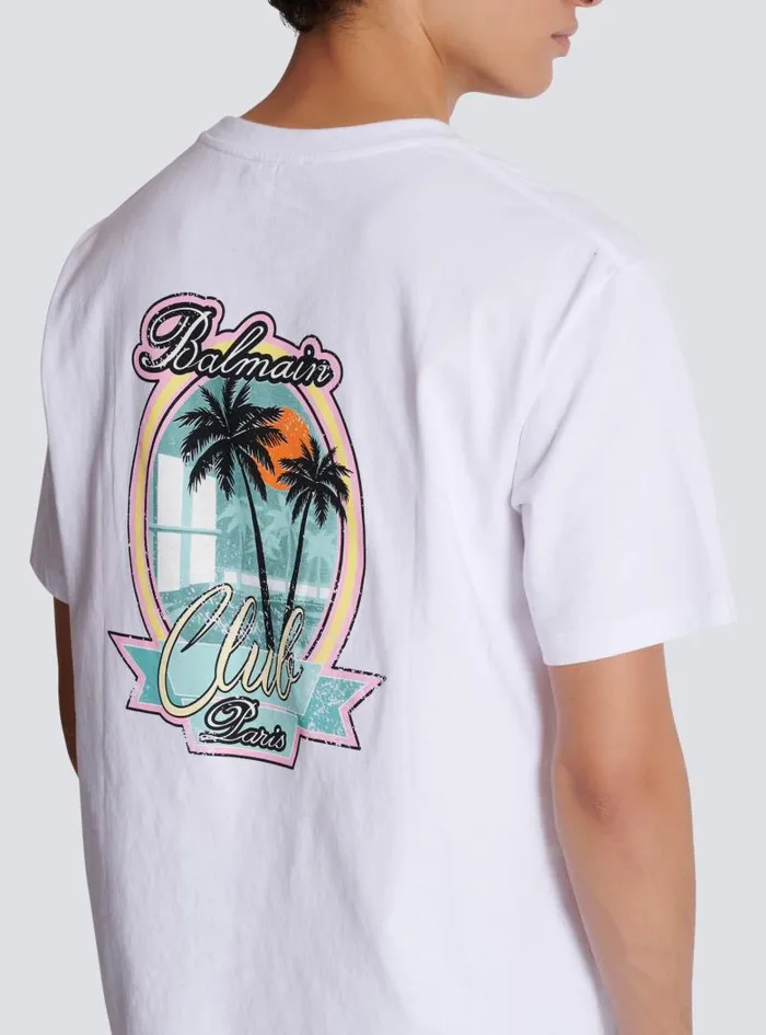 Balmain TShirts Men Club Signature Printed Tshirt White