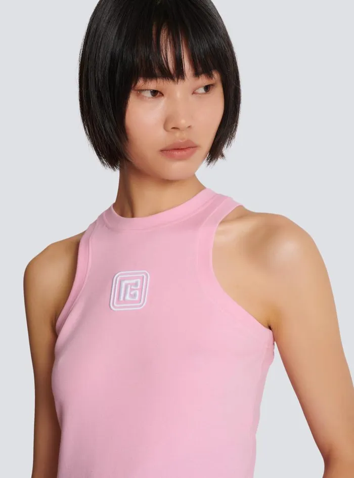 Balmain TShirts Women Retro PB Tank Top Pink