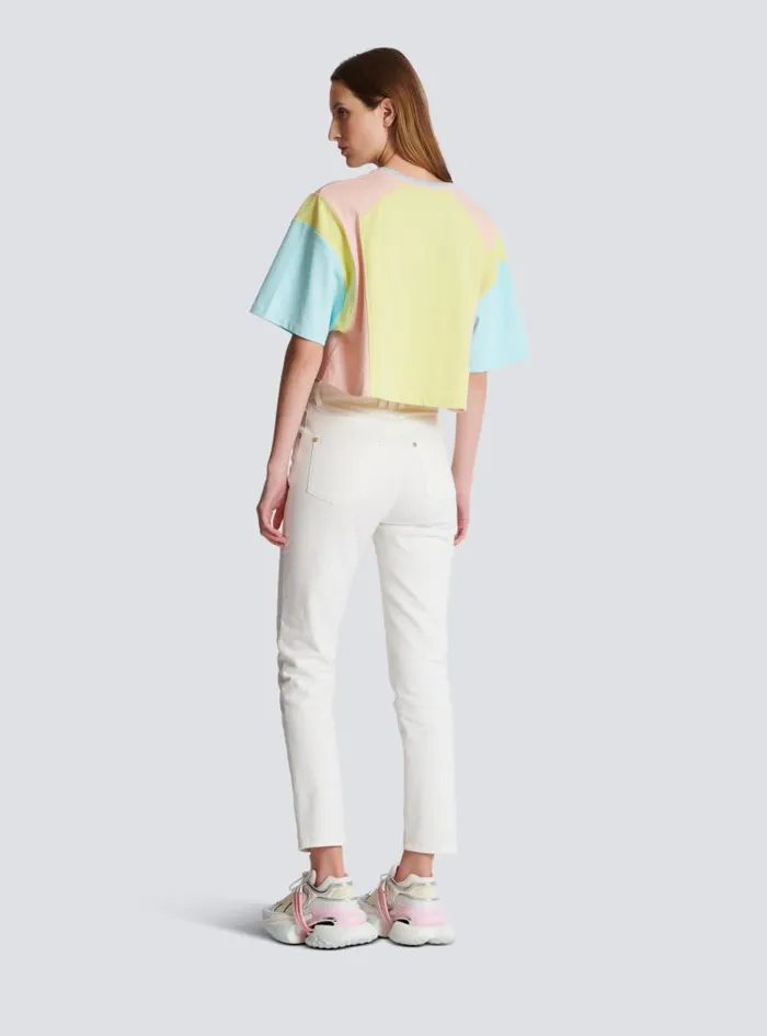 Balmain TShirts Women Tshirt With Palm Tree Signature Print Multicolor