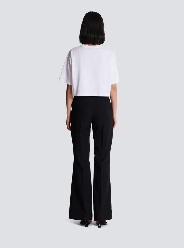 Balmain TShirts Women Tshirt With Signature Embroidery White