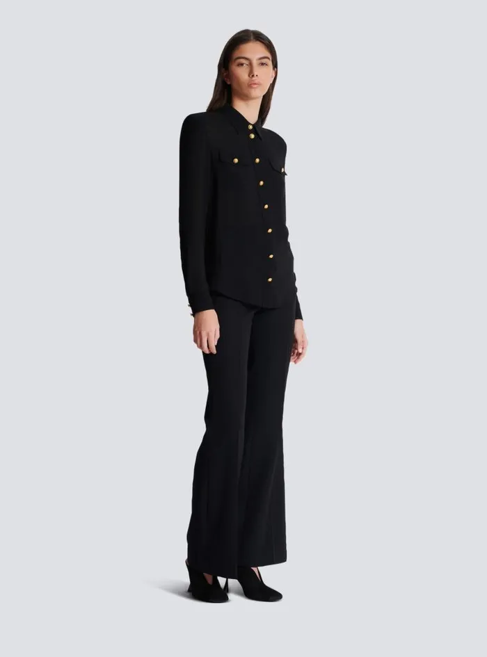 Balmain Tops And Shirts Women Crepe De Chine Shirt Black