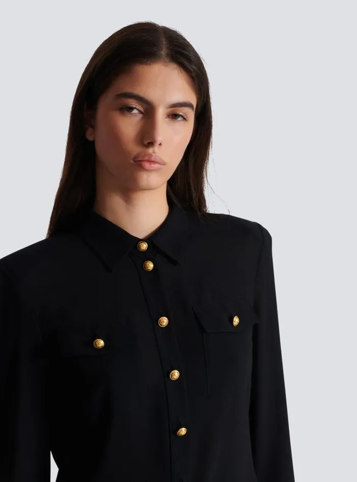 Balmain Tops And Shirts Women Crepe De Chine Shirt Black