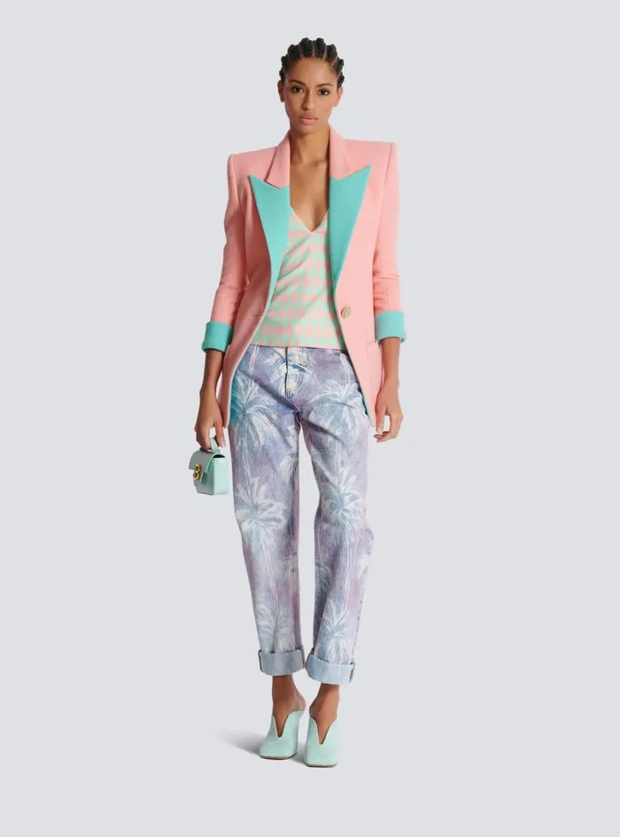 Balmain Tops And Shirts Women Diamond Print Silk Top Multicolor