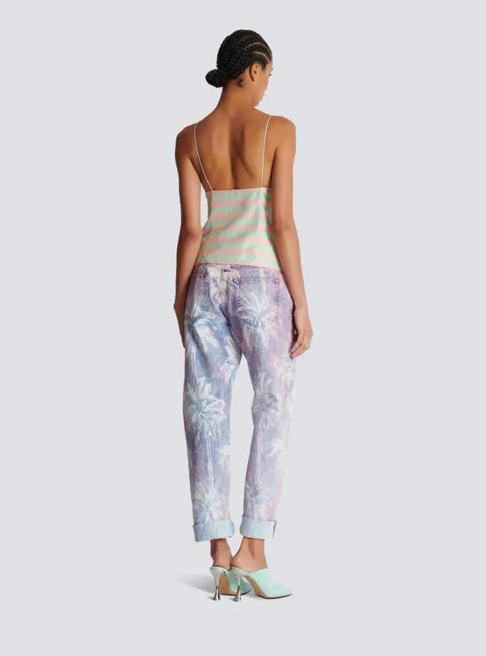 Balmain Tops And Shirts Women Diamond Print Silk Top Multicolor