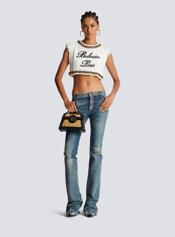 Balmain Tops And Shirts Women Signature Tweed Tank Top White