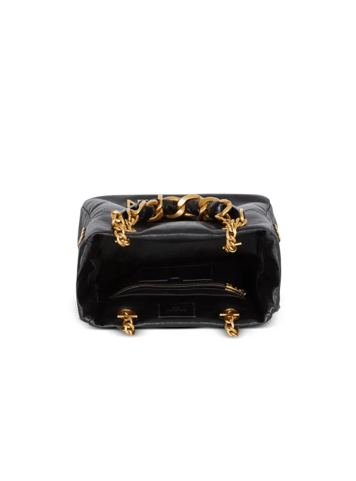 Balmain Tote Bags Women 1945 Soft Crinkled Leather Tote Bag Black