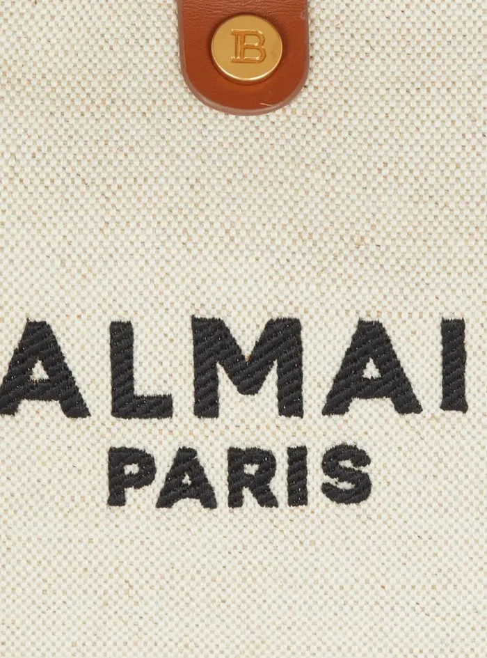 Balmain Tote Bags Women Canvas And Leather Barmy Grocery Bag Brown