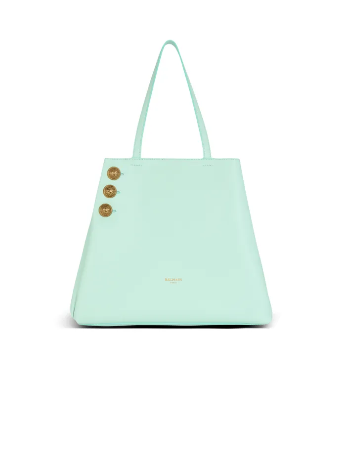 Balmain Tote Bags Women Emblme Grained Calfskin Tote Bag Blue