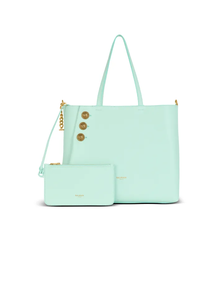 Balmain Tote Bags Women Emblme Grained Calfskin Tote Bag Blue
