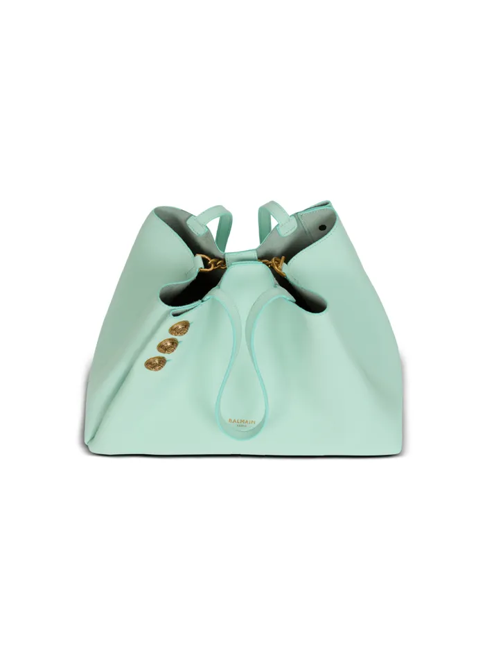 Balmain Tote Bags Women Emblme Grained Calfskin Tote Bag Blue