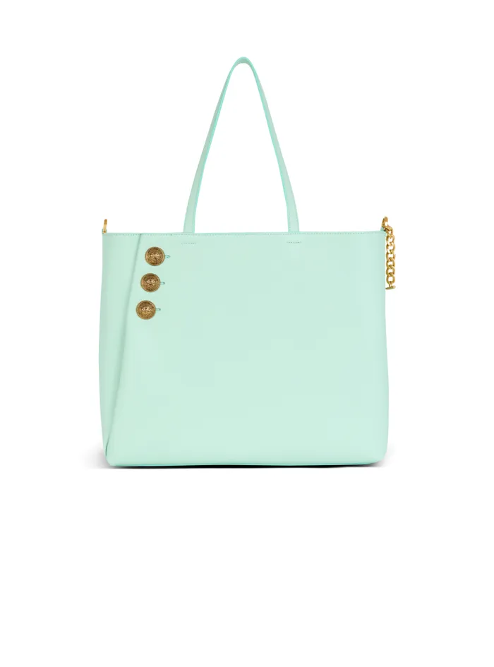 Balmain Tote Bags Women Emblme Grained Calfskin Tote Bag Blue