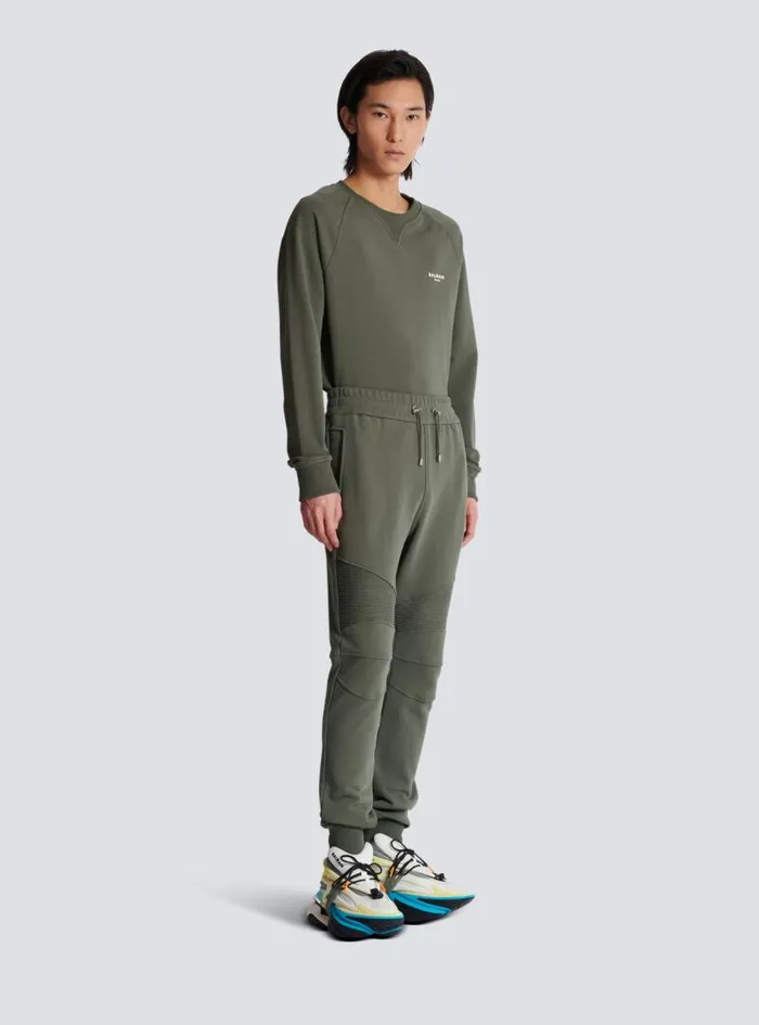 Balmain Trousers And Shorts Men Flocked Paris Joggers Khaki
