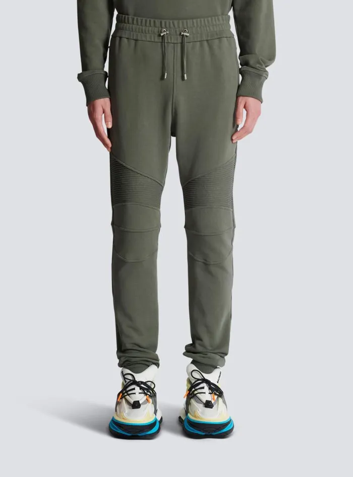 Balmain Trousers And Shorts Men Flocked Paris Joggers Khaki