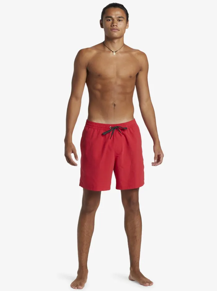 Boardshorts Men Quiksilver Everyday Solid Volley 17034 Elastic Waist Shorts High Risk Red Boardshorts Men Quiksilver Everyday Solid Volley 17034 Elastic Waist Shorts High Risk Red