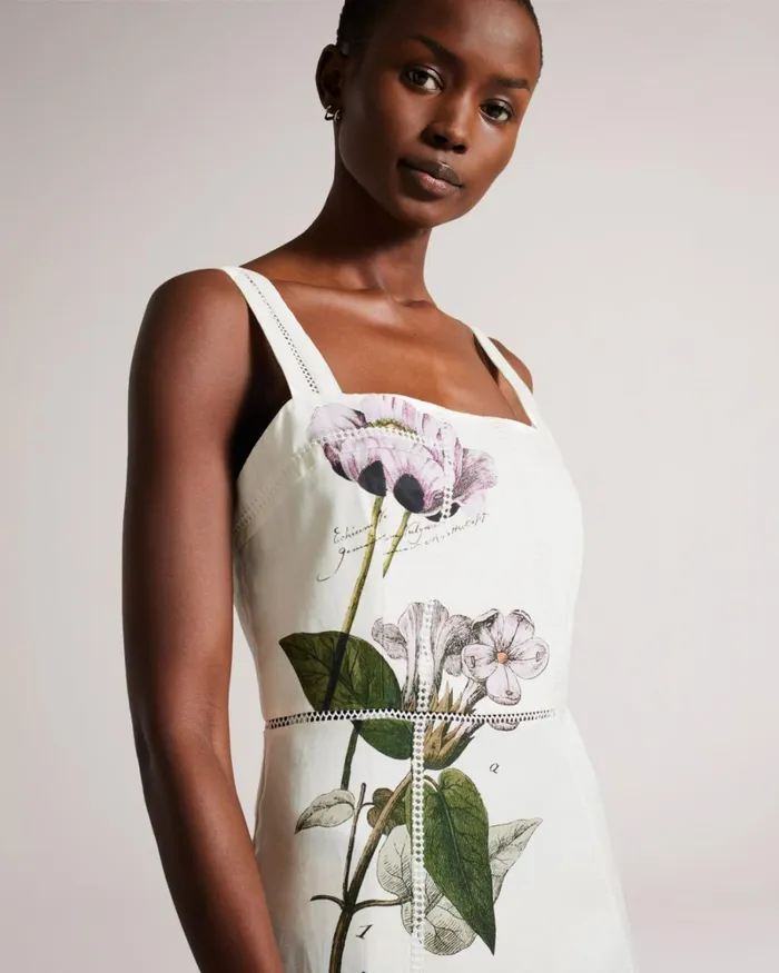 Botanical Square Neck Pencil Dress White Women Ted Baker Clothing Botanical Square Neck Pencil Dress White Women Ted Baker Clothing