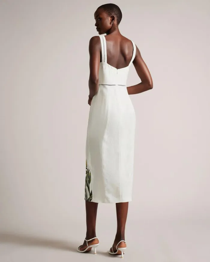 Botanical Square Neck Pencil Dress White Women Ted Baker Clothing Botanical Square Neck Pencil Dress White Women Ted Baker Clothing