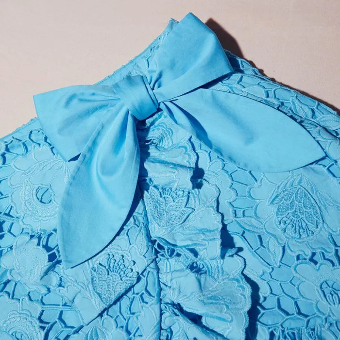 Bottoms Woman SelfPortrait Blue Lace Mini Skirt Bottoms Woman SelfPortrait Blue Lace Mini Skirt