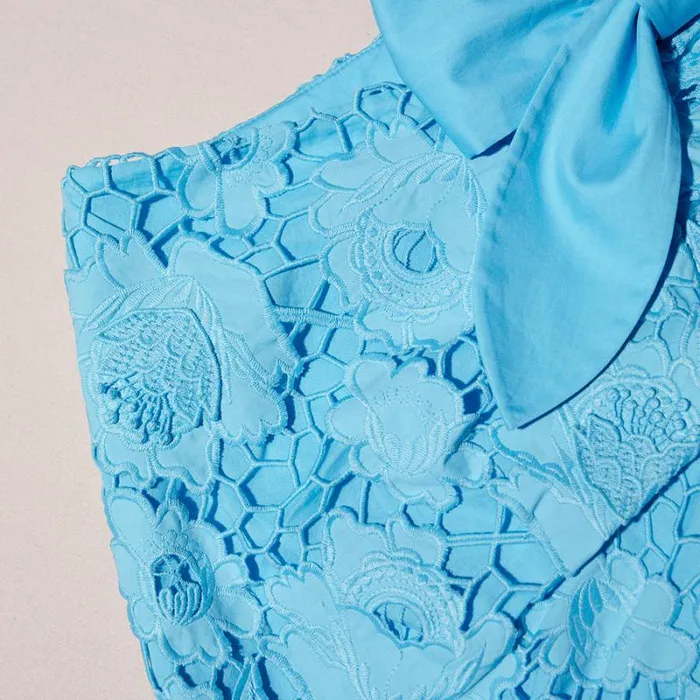 Bottoms Woman SelfPortrait Blue Lace Mini Skirt Bottoms Woman SelfPortrait Blue Lace Mini Skirt
