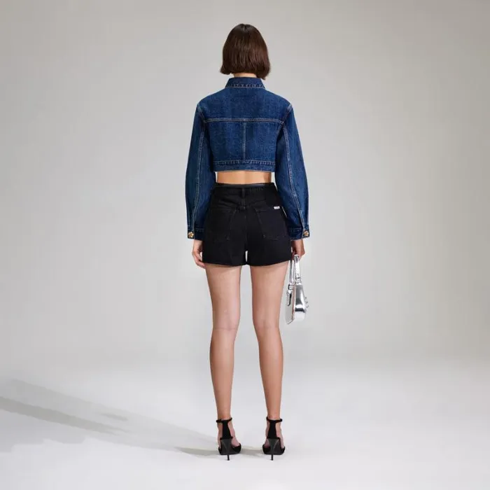 Bottoms Woman SelfPortrait Denim Mini Skirt With Buttons Bottoms Woman SelfPortrait Denim Mini Skirt With Buttons