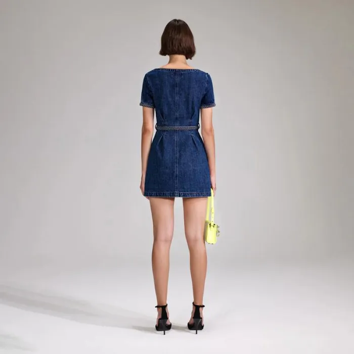 Bottoms Woman SelfPortrait Denim Mini Skirt With Buttons Bottoms Woman SelfPortrait Denim Mini Skirt With Buttons