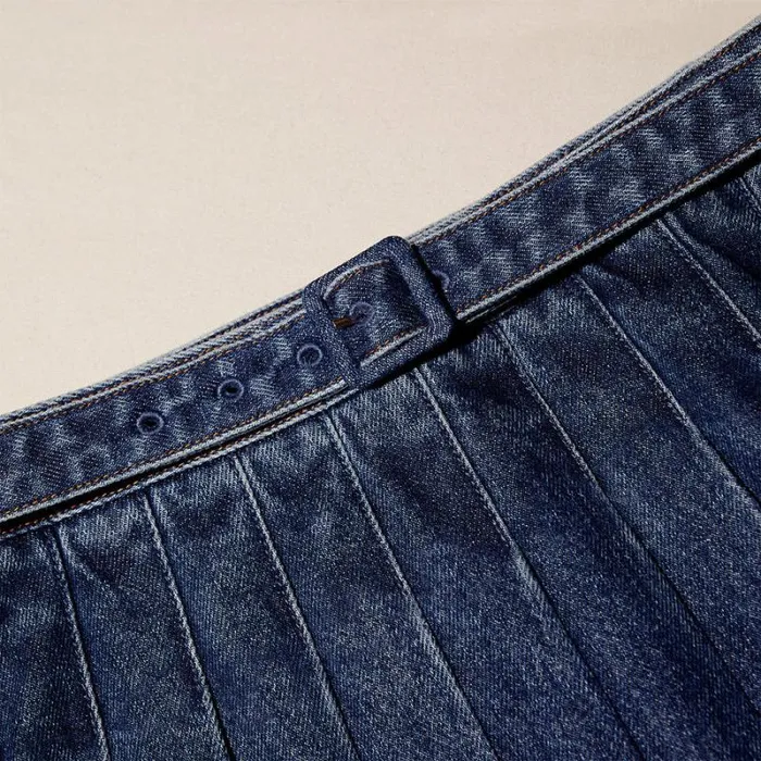 Bottoms Woman SelfPortrait Denim Pleated Mini Skirt Bottoms Woman SelfPortrait Denim Pleated Mini Skirt