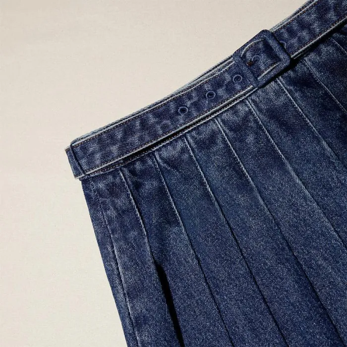 Bottoms Woman SelfPortrait Denim Pleated Mini Skirt Bottoms Woman SelfPortrait Denim Pleated Mini Skirt
