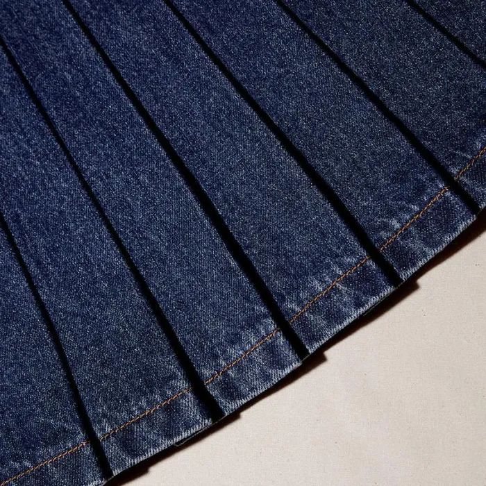 Bottoms Woman SelfPortrait Denim Pleated Mini Skirt Bottoms Woman SelfPortrait Denim Pleated Mini Skirt