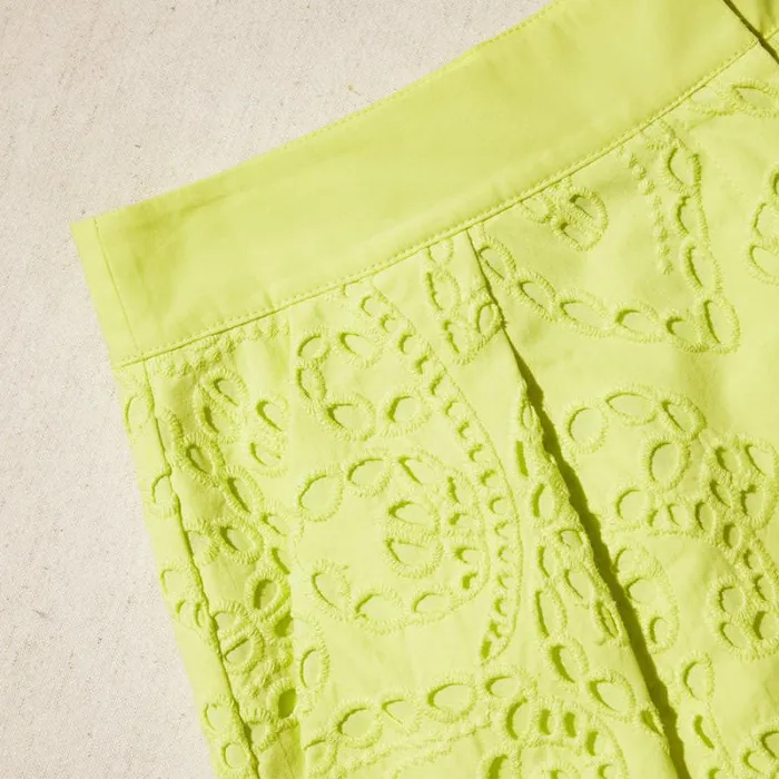 Bottoms Woman SelfPortrait Lime Broderie Shorts Bottoms Woman SelfPortrait Lime Broderie Shorts