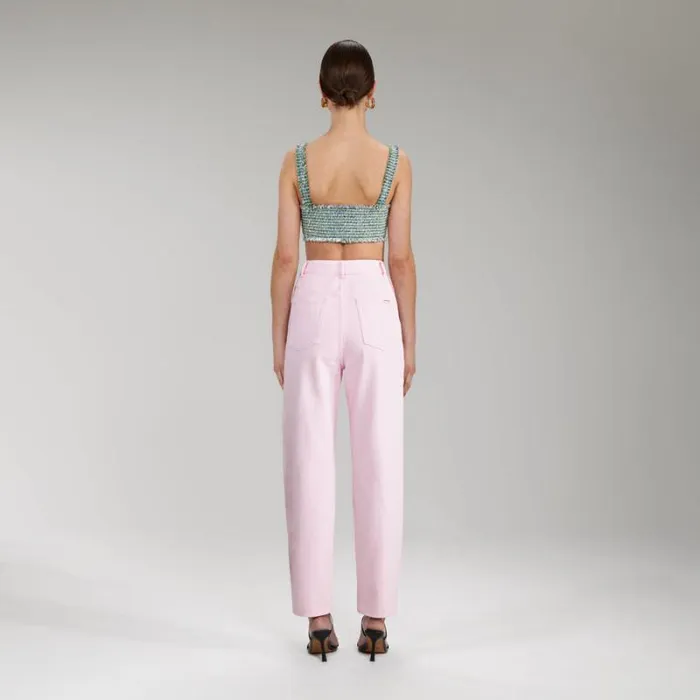 Bottoms Woman SelfPortrait Pink Crepe Trousers Bottoms Woman SelfPortrait Pink Crepe Trousers