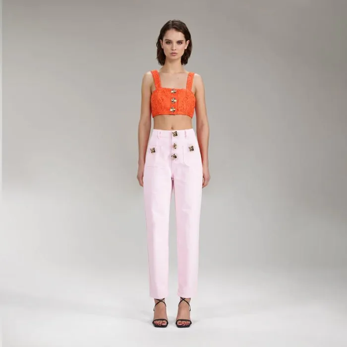 Bottoms Woman SelfPortrait Pink Crepe Trousers Bottoms Woman SelfPortrait Pink Crepe Trousers