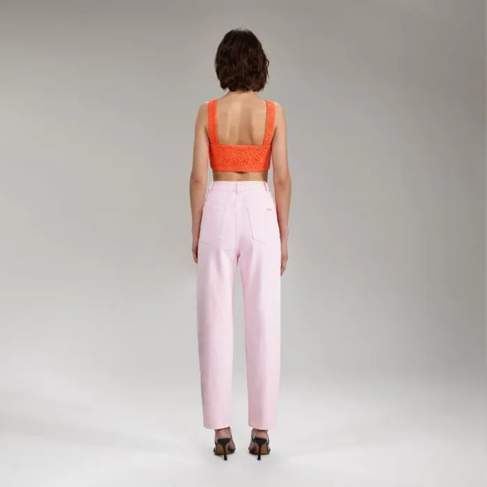 Bottoms Woman SelfPortrait Pink Crepe Trousers Bottoms Woman SelfPortrait Pink Crepe Trousers