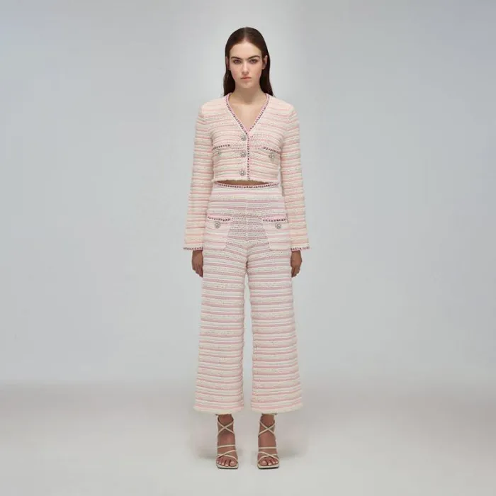 Bottoms Woman SelfPortrait Pink Crepe Trousers Bottoms Woman SelfPortrait Pink Crepe Trousers