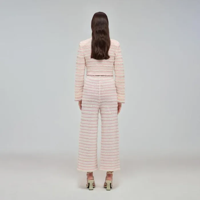 Bottoms Woman SelfPortrait Pink Crepe Trousers Bottoms Woman SelfPortrait Pink Crepe Trousers