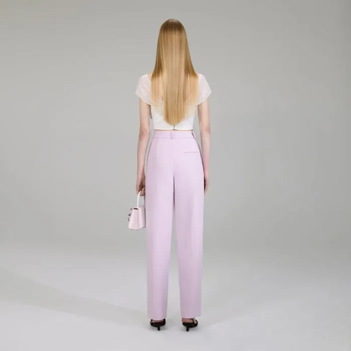 Bottoms Woman SelfPortrait Pink Crepe Trousers Bottoms Woman SelfPortrait Pink Crepe Trousers
