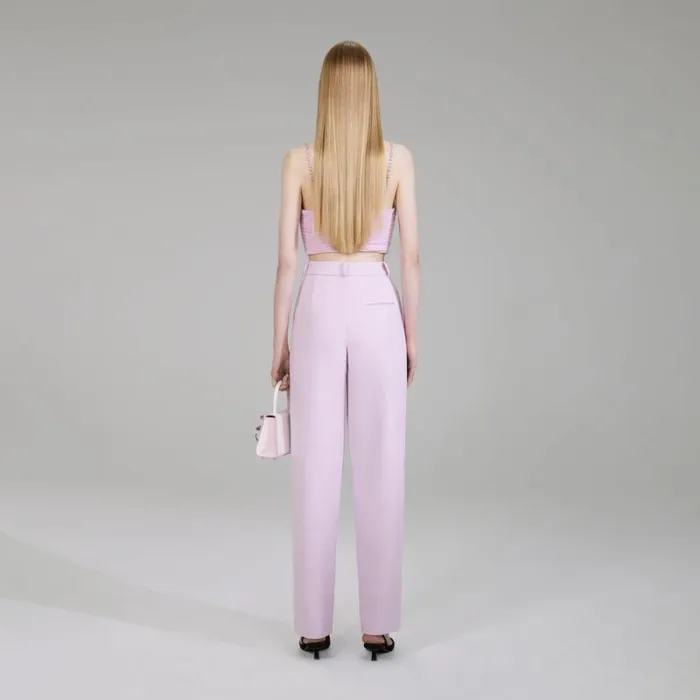 Bottoms Woman SelfPortrait Pink Crepe Trousers Bottoms Woman SelfPortrait Pink Crepe Trousers