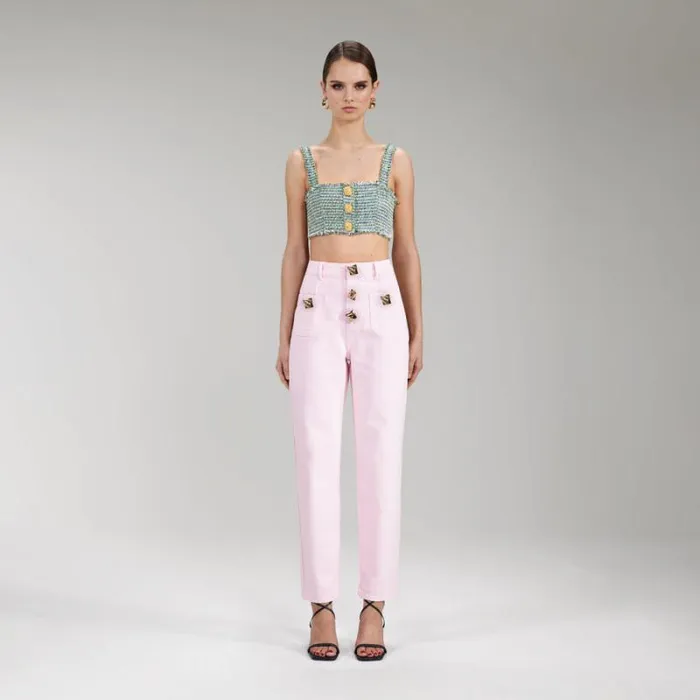 Bottoms Woman SelfPortrait Pink Crepe Trousers Bottoms Woman SelfPortrait Pink Crepe Trousers