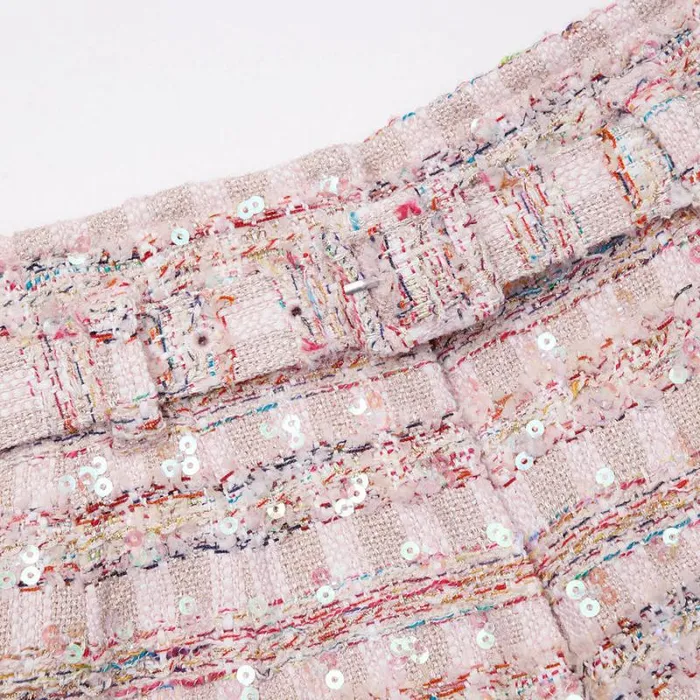 Bottoms Woman SelfPortrait Pink Sequin Boucle Shorts Bottoms Woman SelfPortrait Pink Sequin Boucle Shorts