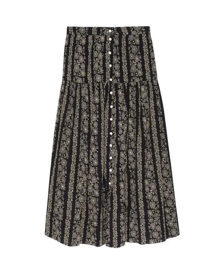 Bottoms Women039s The Great The Boating Skirt Black And Cream Token Floral