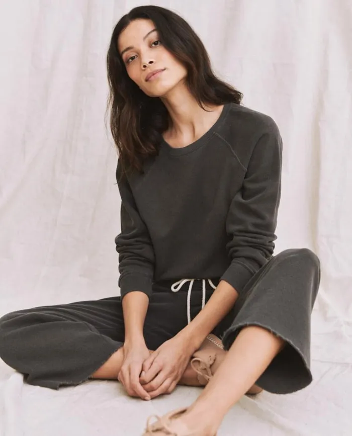 Bottoms Women039s The Great The Wide Leg Cropped Sweatpant Washed Black