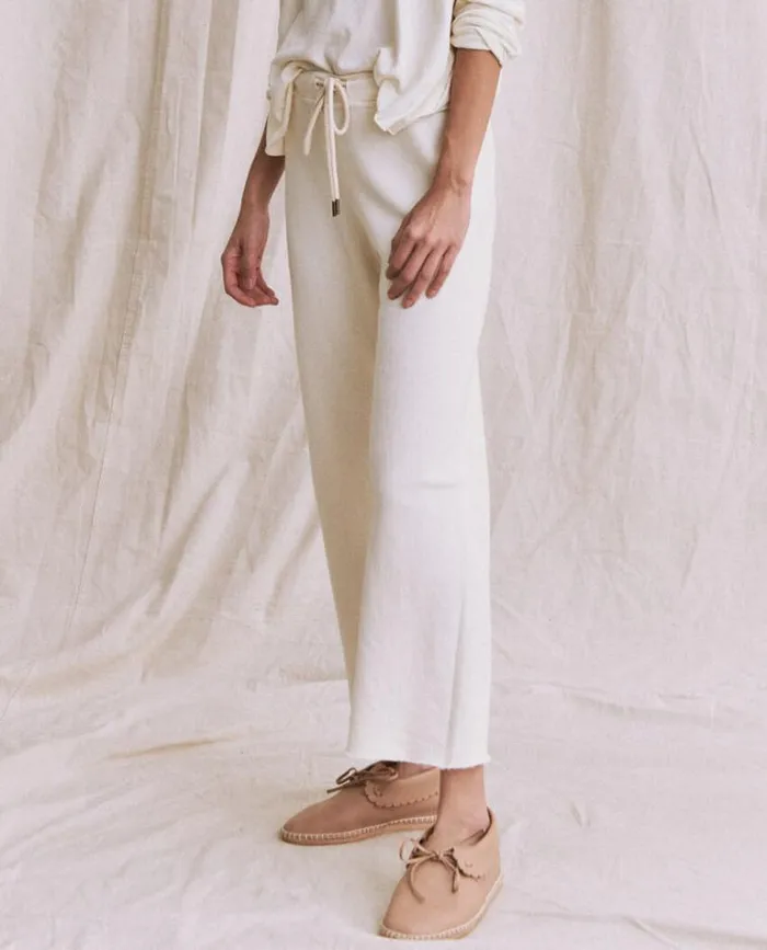 Bottoms Women039s The Great The Wide Leg Cropped Sweatpant Washed White