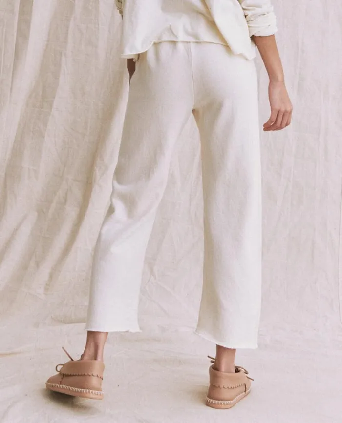 Bottoms Women039s The Great The Wide Leg Cropped Sweatpant Washed White