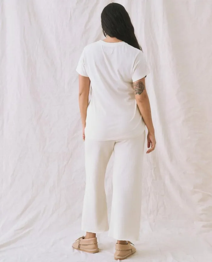 Bottoms Women039s The Great The Wide Leg Cropped Sweatpant Washed White