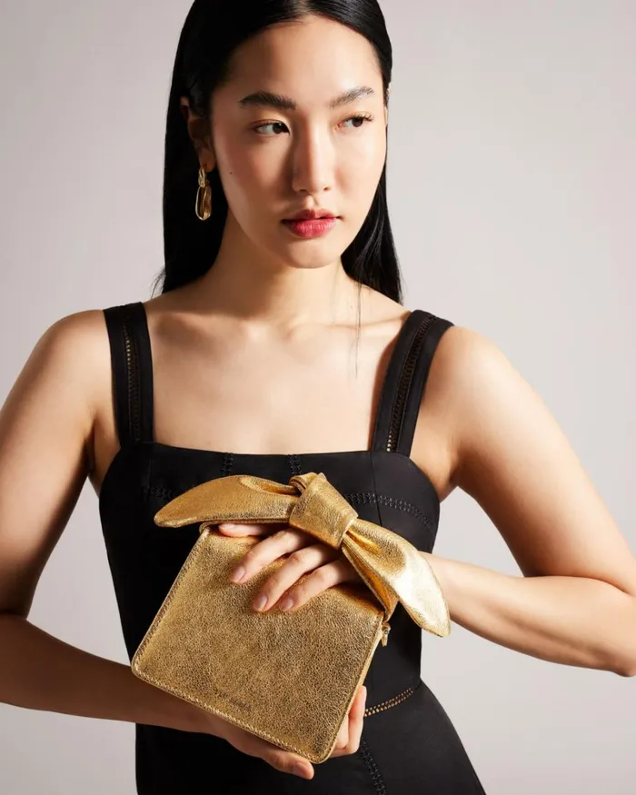 Bow Detail Metallic Crossbody Bag Gold Women Ted Baker Bags Bow Detail Metallic Crossbody Bag Gold Women Ted Baker Bags