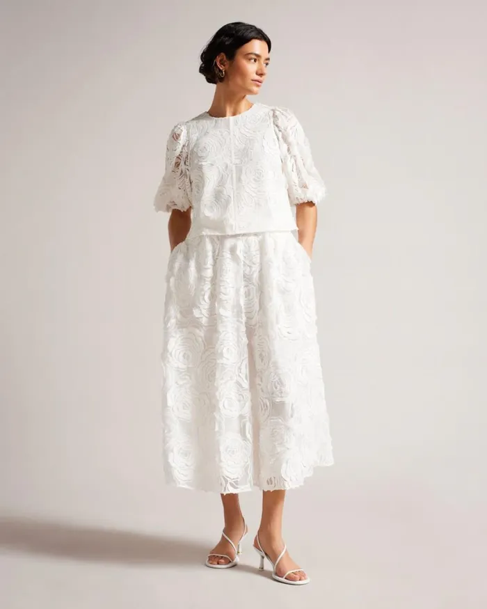 Boxy Fit Puffed Sleeve Top White Women Ted Baker Clothing Boxy Fit Puffed Sleeve Top White Women Ted Baker Clothing