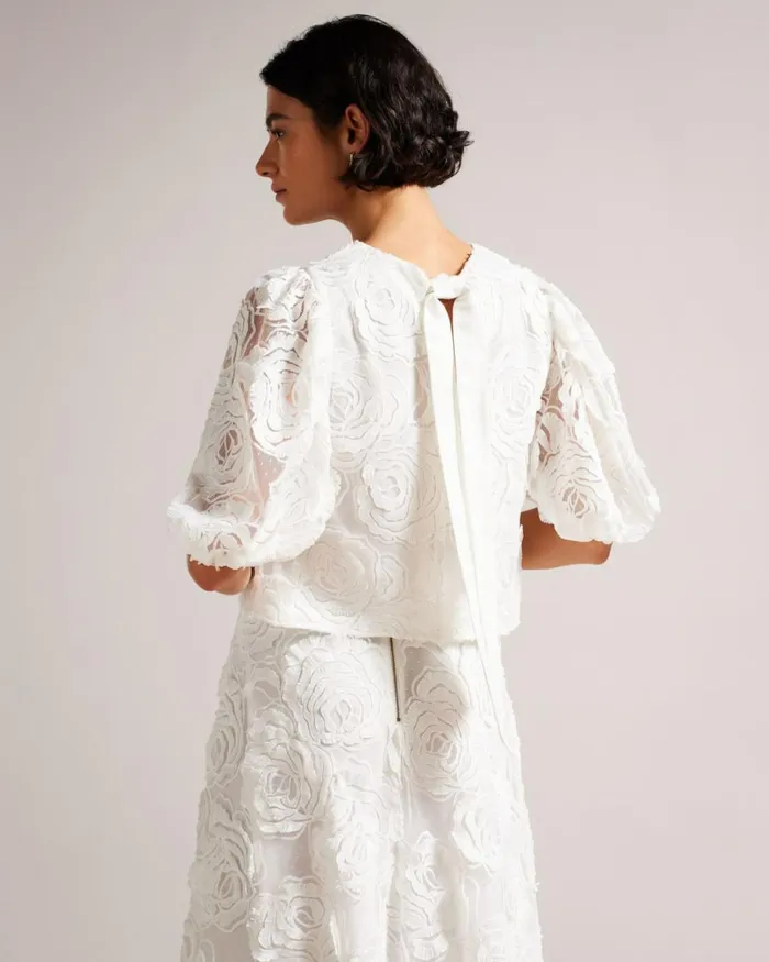 Boxy Fit Puffed Sleeve Top White Women Ted Baker Clothing Boxy Fit Puffed Sleeve Top White Women Ted Baker Clothing