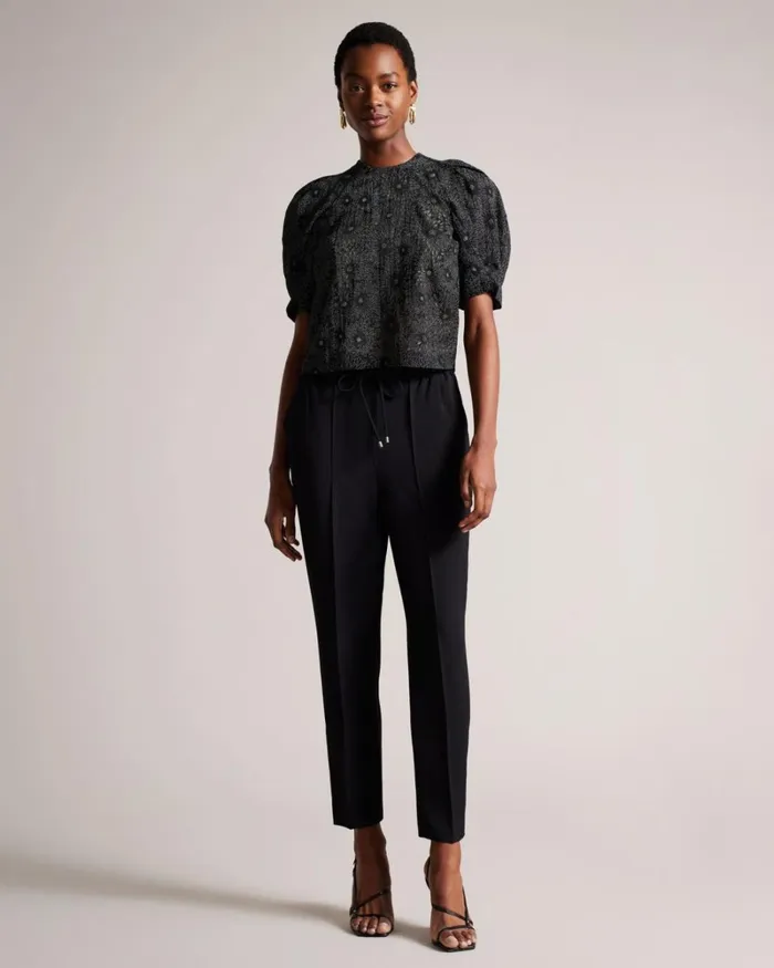 Boxy Puffed Sleeve Top Black Women Ted Baker Clothing Boxy Puffed Sleeve Top Black Women Ted Baker Clothing