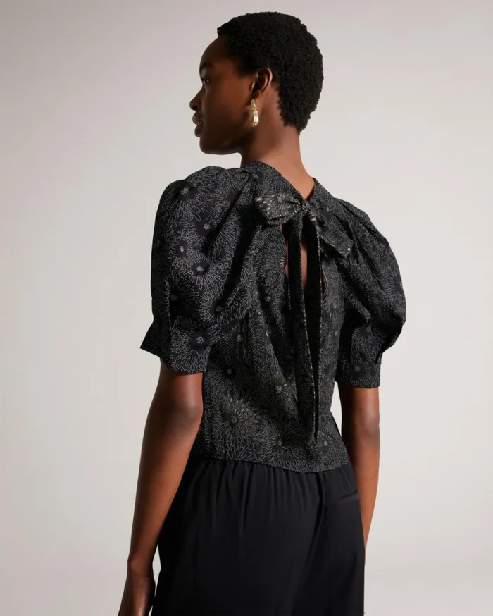 Boxy Puffed Sleeve Top Black Women Ted Baker Clothing Boxy Puffed Sleeve Top Black Women Ted Baker Clothing