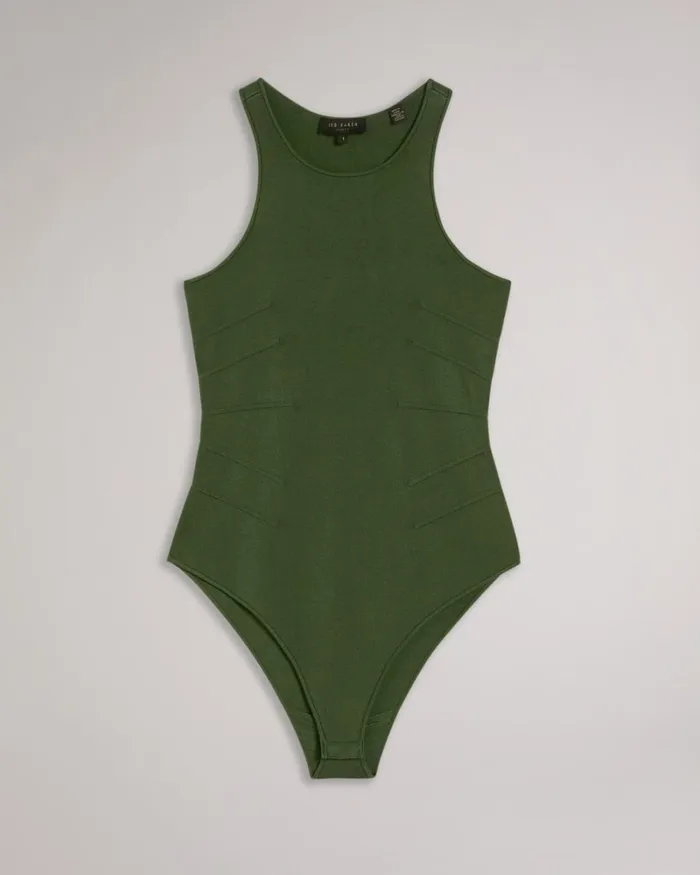 Bright Rayon Full Needle Bodysuit Green Women Ted Baker Tops and TShirts