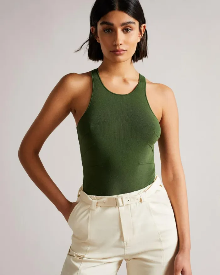 Bright Rayon Full Needle Bodysuit Green Women Ted Baker Tops and TShirts Bright Rayon Full Needle Bodysuit Green Women Ted Baker Tops and TShirts