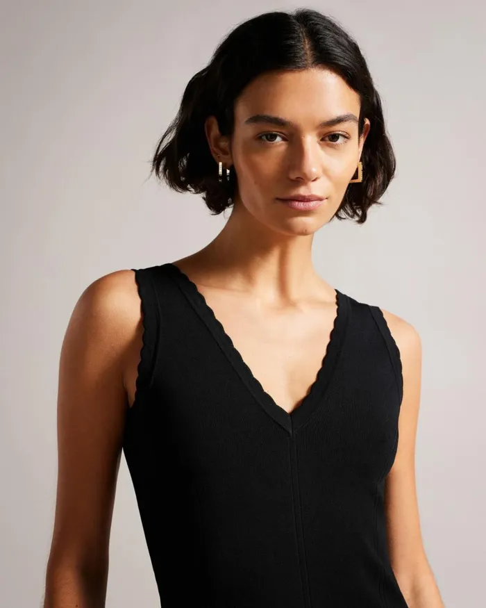 Broderie Stitch Midi Knit Dress Black Women Ted Baker Clothing
